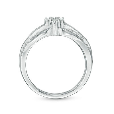 0.37 CT. T.W. Composite Diamond Multi-Row Bridal Set in 10K White Gold