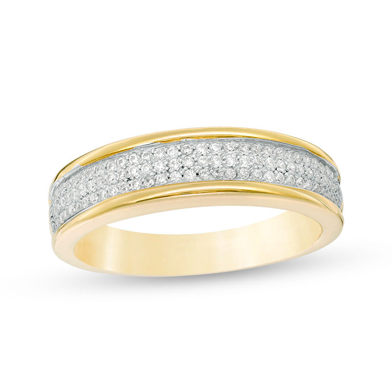 0.23 CT. T.W. Diamond Three Row Band in 10K Gold|Peoples Jewellers