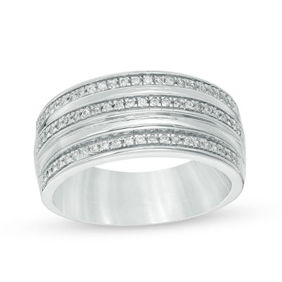 0.23 CT. T.W. Diamond Three Row Band in 10K White Gold