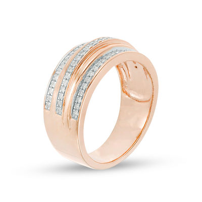 0.23 CT. T.W. Diamond Three Row Band in 10K Rose Gold