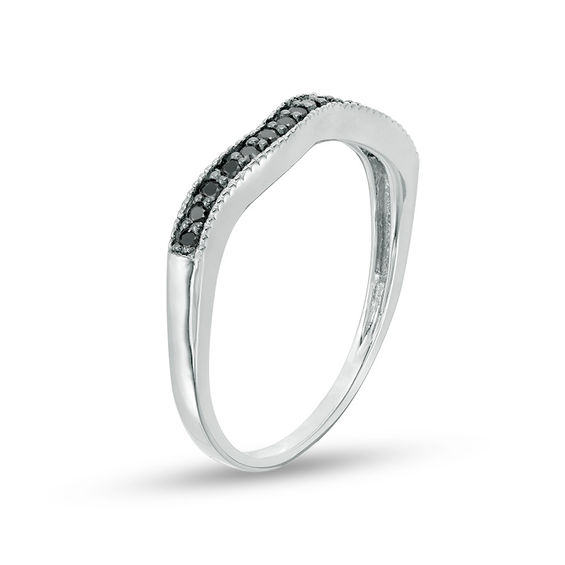 0.115 CT. T.W. Black Diamond Contour Wedding Band in 10K White Gold