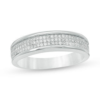 0.23 CT. T.W. Diamond Three Row Band in 10K White Gold