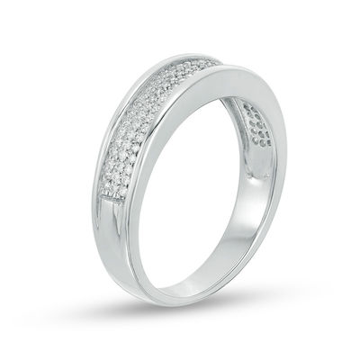 0.23 CT. T.W. Diamond Three Row Band in 10K White Gold