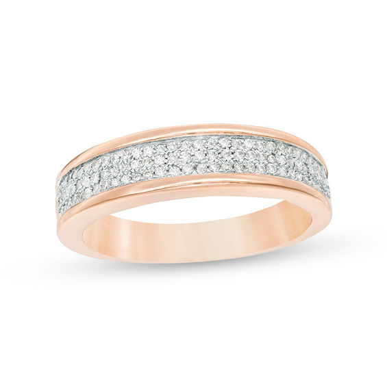 0.23 CT. T.W. Diamond Three Row Band in 10K Rose Gold