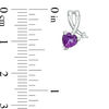 5.0mm Heart-Shaped Amethyst and Lab-Created White Sapphire Folded Arrow Drop Earrings in Sterling Silver