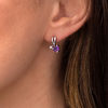 Thumbnail Image 3 of 5.0mm Heart-Shaped Amethyst and Lab-Created White Sapphire Folded Arrow Drop Earrings in Sterling Silver