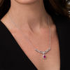 Pear-Shaped Lab-Created Ruby and White Sapphire Braided Chevron Necklace in Sterling Silver