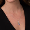 Thumbnail Image 2 of 6.0mm Heart-Shaped Amethyst and Lab-Created White Sapphire Paw Prints Pendant in Sterling Silver