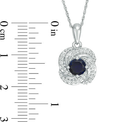 5.0mm Lab-Created Blue and White Sapphire Swirl Frame Pendant in Sterling Silver