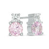 5.0mm Lab-Created Pink and White Sapphire Duo Stud Earrings in Sterling Silver