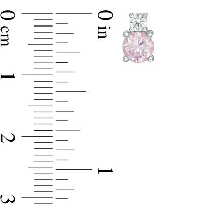 5.0mm Lab-Created Pink and White Sapphire Duo Stud Earrings in Sterling Silver