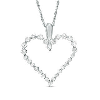 Lab-Created White Sapphire Heart Pendant in Sterling Silver