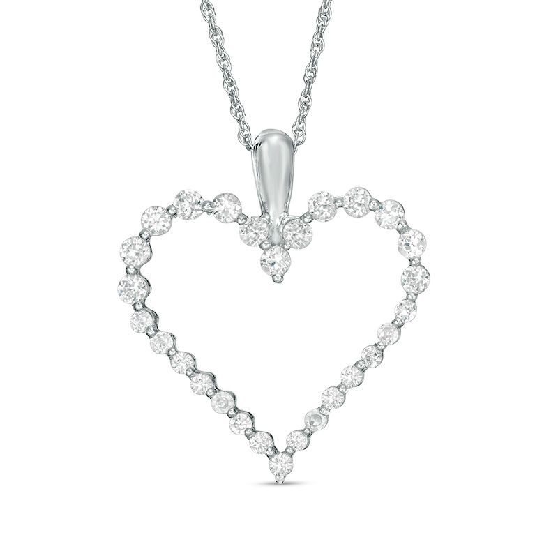 Lab-Created White Sapphire Heart Pendant in Sterling Silver|Peoples Jewellers