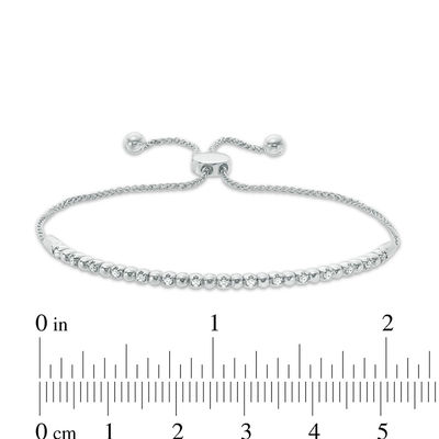 0.15 CT. T.W. Diamond Alternating Ball Bolo Bracelet in 10K White Gold - 9.5"