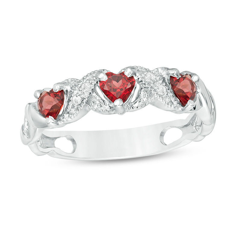 Heart Shaped Ring | Italo Three Stone Heart Created White Sapphire  Engagement Ring