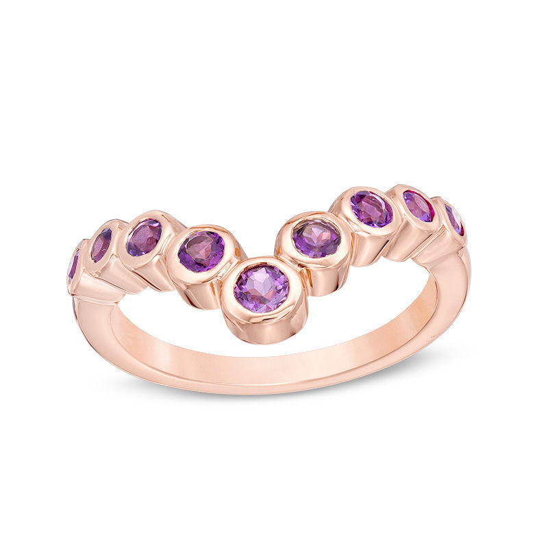 Amethyst Chevron Ring in 10K Rose Gold|Peoples Jewellers