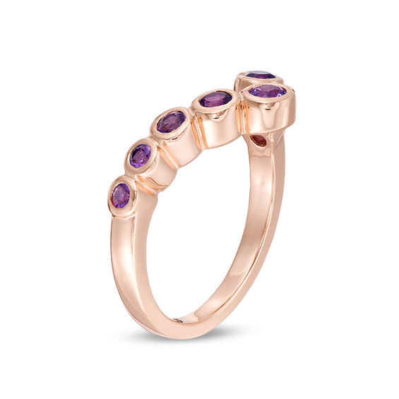 Amethyst Chevron Ring in 10K Rose Gold