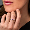 Thumbnail Image 2 of 5.0mm Lab-Created Ruby and White Sapphire Tri-Sides Split Shank Ring in Sterling Silver