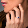 5.5mm Lab-Created Blue and White Sapphire Tri-Sides Ring in Sterling Silver