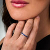 Thumbnail Image 2 of Lab-Created Blue Sapphire and Diamond Accent Criss-Cross Ring in Sterling Silver