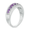 Thumbnail Image 1 of Amethyst and 0.145 CT. T.W. Diamond Nine Stone Vintage-Style Ring in Sterling Silver