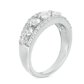 Lab-Created White Sapphire Seven Stone Ring in Sterling Silver