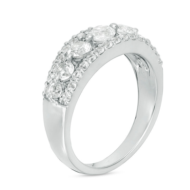 Lab-Created White Sapphire Seven Stone Ring in Sterling Silver|Peoples Jewellers