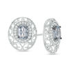 Thumbnail Image 0 of Oval Lab-Created Grey Spinel and White Sapphire Filigree Frame Stud Earrings in Sterling Silver