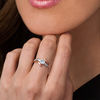 4.1mm Aquamarine and 0.066 CT. T.W. Diamond Bypass Ring in Sterling Silver and 10K Rose Gold