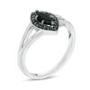 Thumbnail Image 1 of Marquise Lab-Created Black Sapphire and 0.086 CT. T.W. Black Diamond Frame Split Shank Ring in Sterling Silver