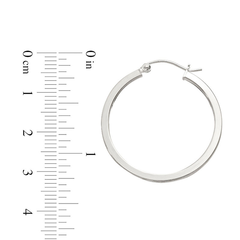 2.0 x 30.0mm Polished Square-Edged Hoop Earrings in Sterling Silver|Peoples Jewellers