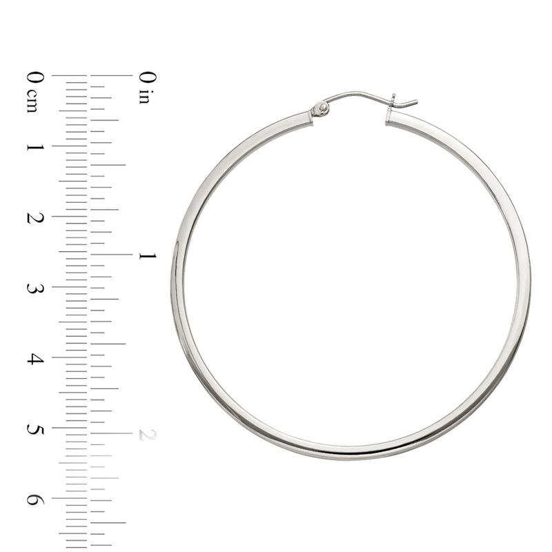 2.0 x 50.0mm Polished Square-Edged Hoop Earrings in Sterling Silver|Peoples Jewellers