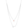 Diamond Accent Heart-Top Key and Heart Lock Double Strand Necklace in Sterling Silver and 10K Rose Gold - 25"