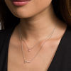 Thumbnail Image 1 of Diamond Accent Heart-Top Key and Heart Lock Double Strand Necklace in Sterling Silver and 10K Rose Gold - 25"