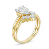 Pear-Shaped Lab-Created White Sapphire Bridal Set in Sterling Silver with 14K Gold Plate