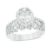 Oval Lab-Created White Sapphire Frame Vine Bridal Set in Sterling Silver