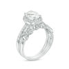 Thumbnail Image 1 of Oval Lab-Created White Sapphire Frame Vine Bridal Set in Sterling Silver