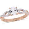 6.0mm Lab-Created White Sapphire and 0.08 CT. T.W. Diamond Infinity Shank Engagement Ring in 10K Rose Gold