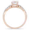 6.0mm Lab-Created White Sapphire and 0.08 CT. T.W. Diamond Infinity Shank Engagement Ring in 10K Rose Gold