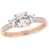 Thumbnail Image 0 of Lab-Created White Sapphire and 0.04 CT. T.W. Diamond Three Stone Engagement Ring in 10K Rose Gold