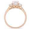 Thumbnail Image 2 of Lab-Created White Sapphire and 0.04 CT. T.W. Diamond Three Stone Engagement Ring in 10K Rose Gold