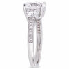 Lab-Created White Sapphire and 0.07 CT. T.W. Diamond Three Stone Engagement Ring in 10K White Gold