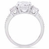 Thumbnail Image 2 of Lab-Created White Sapphire and 0.07 CT. T.W. Diamond Three Stone Engagement Ring in 10K White Gold