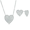 Thumbnail Image 0 of 0.09 CT. T.W. Composite Diamond Heart Pendant and Stud Earrings Set in Sterling Silver