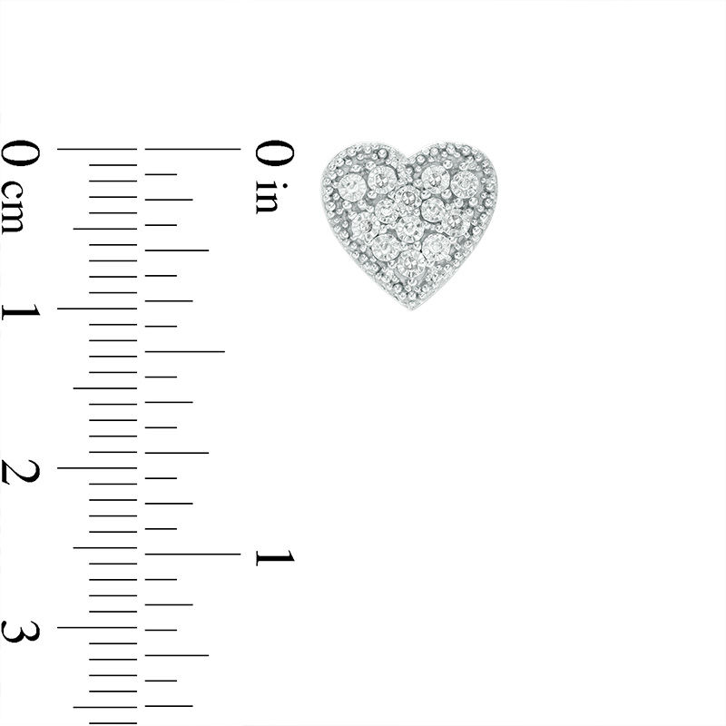 0.09 CT. T.W. Composite Diamond Heart Pendant and Stud Earrings Set in Sterling Silver
