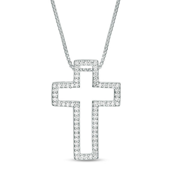 Convertibilities 0.29 CT. T.W. Diamond Cross Three-in-One Pendant in Sterling Silver