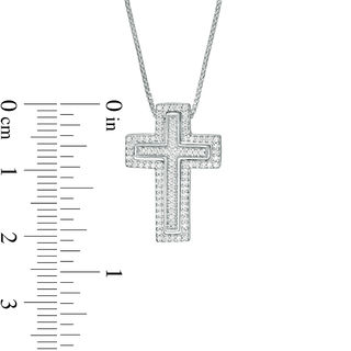 Convertibilities 0.29 CT. T.W. Diamond Cross Three-in-One Pendant in Sterling Silver