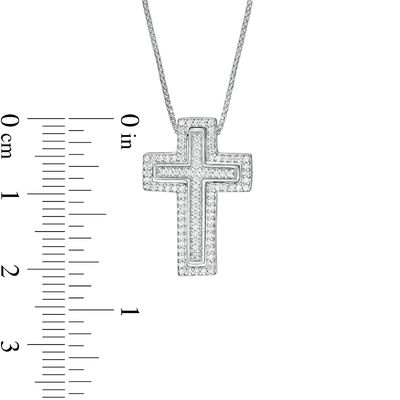 Convertibilities 0.29 CT. T.W. Diamond Cross Three-in-One Pendant in Sterling Silver