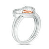 Convertibilities 0.119 CT. T.W. Diamond Heartbeat and Heart Three-in-One Ring in Sterling Silver and 10K Rose Gold