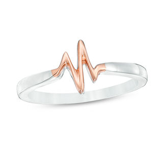 Convertibilities 0.119 CT. T.W. Diamond Heartbeat and Heart Three-in-One Ring in Sterling Silver and 10K Rose Gold